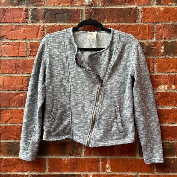 Matilda Jane Womens Medium Afternoon Drive Gray Knit Moto Blazer Jacket - Picture 1 of 8